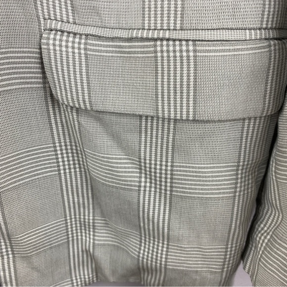 Abercrombie & Fitch Neutral Plaid Academia Preppy Open Front Blazer Large Grey - Picture 7 of 9